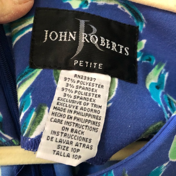 John Roberts Brightly Colored Abstract Floral Sleeveless Dress Back Zipper - Picture 3 of 3